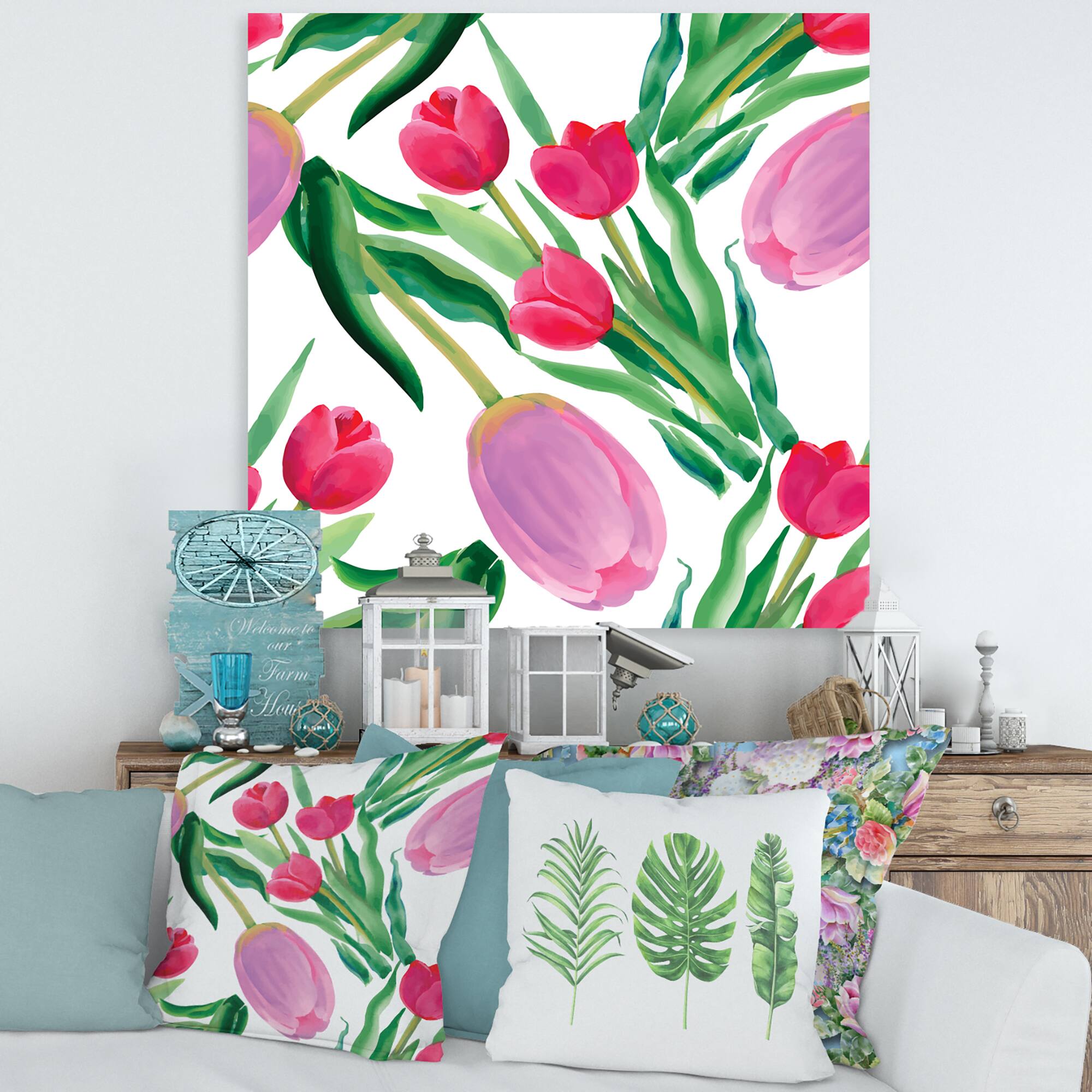 Designart - Blooming Beautiful Pink Tulips Flowers